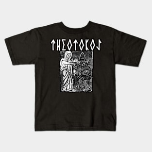 Virgin Mary Punching The Devil Metal Hardcore Punk Gothic Runes Kids T-Shirt